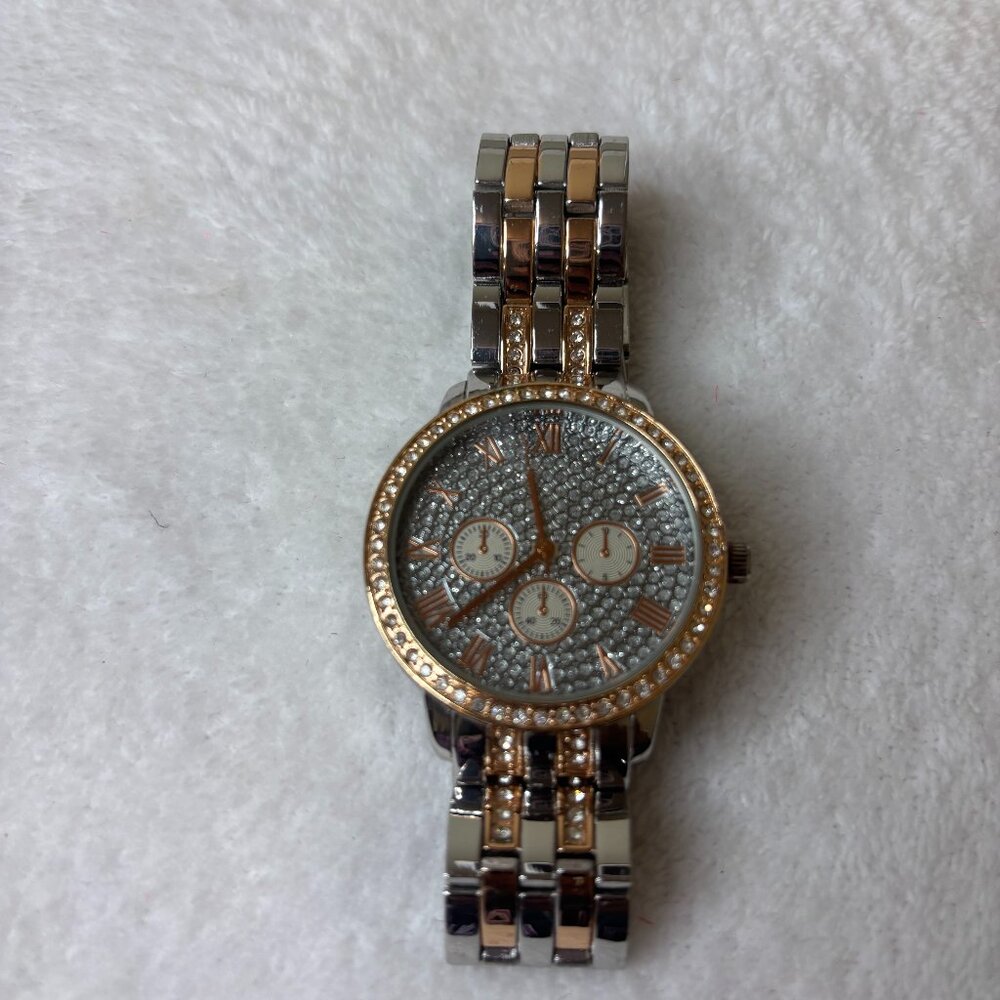 Rose Gold Two Tone Rhinestone Watch